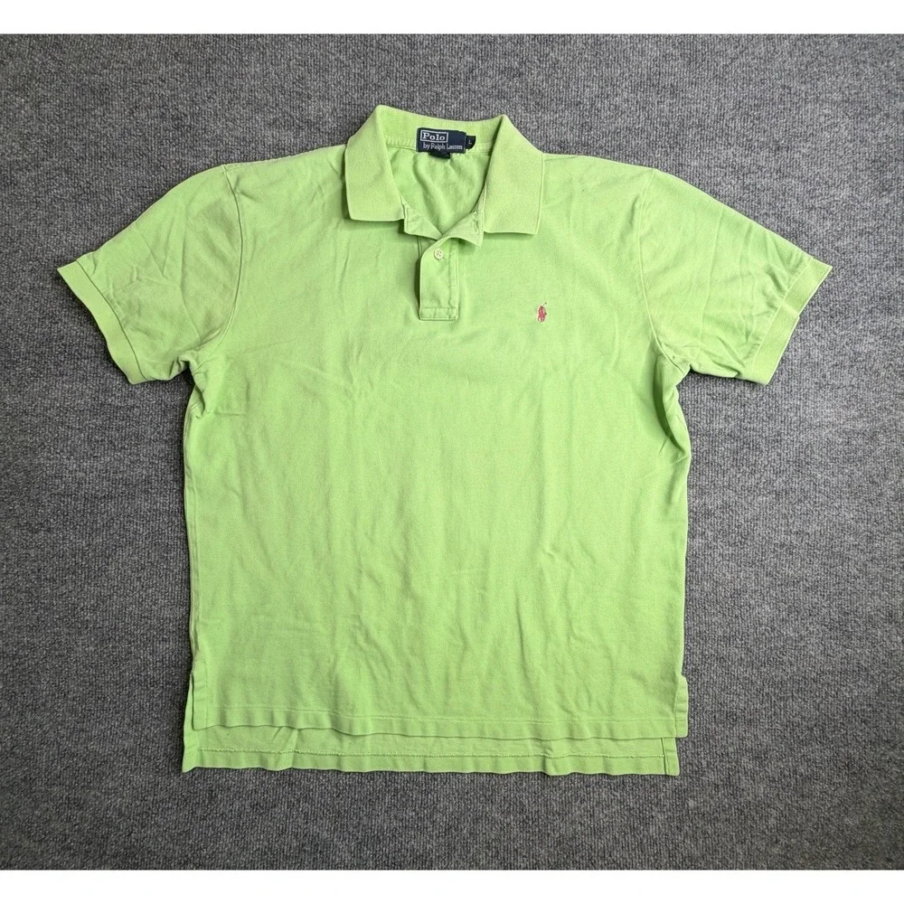 Polo Ralph Lauren Polo Men's Large Green Made in USA‎ Pink Pony 90s Vintage